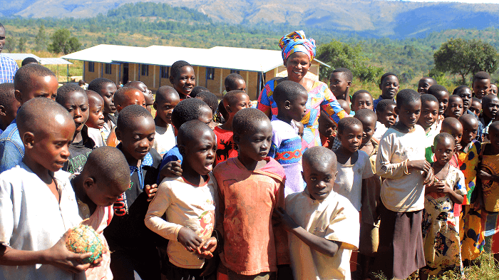 Student receiving school materials