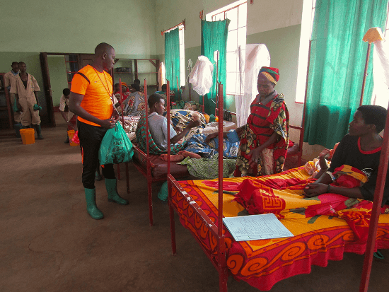 Hospital patient receiving care