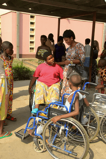 Elderly person receiving assistance